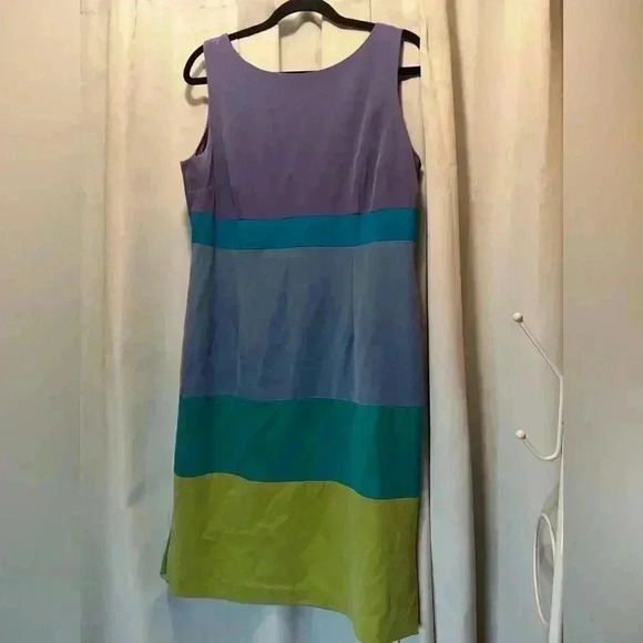 Valerie Dresses sz 16 Pure Silk - Lined Sleeveless Color Block Dress. - Picture 7 of 7